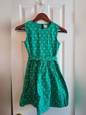 J. Crew Kids Kelly Green Floral Belted Sleeveless Dress - Size 10